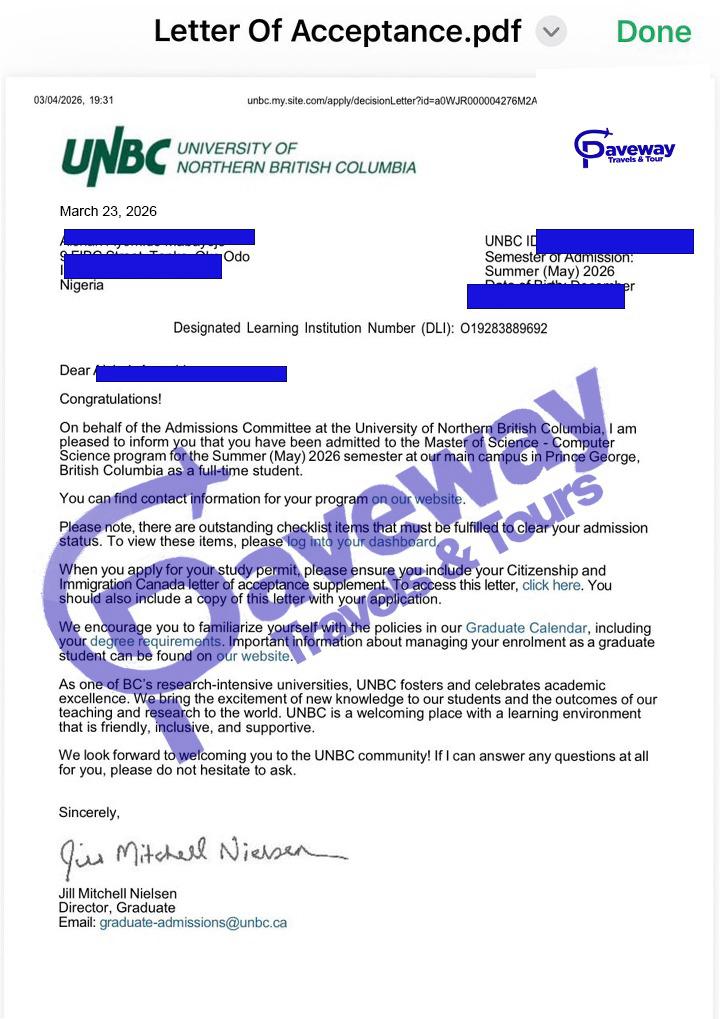 University Admission Letter